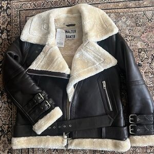 Genuine Lambskin Leather Faux Fur Moto Jacket